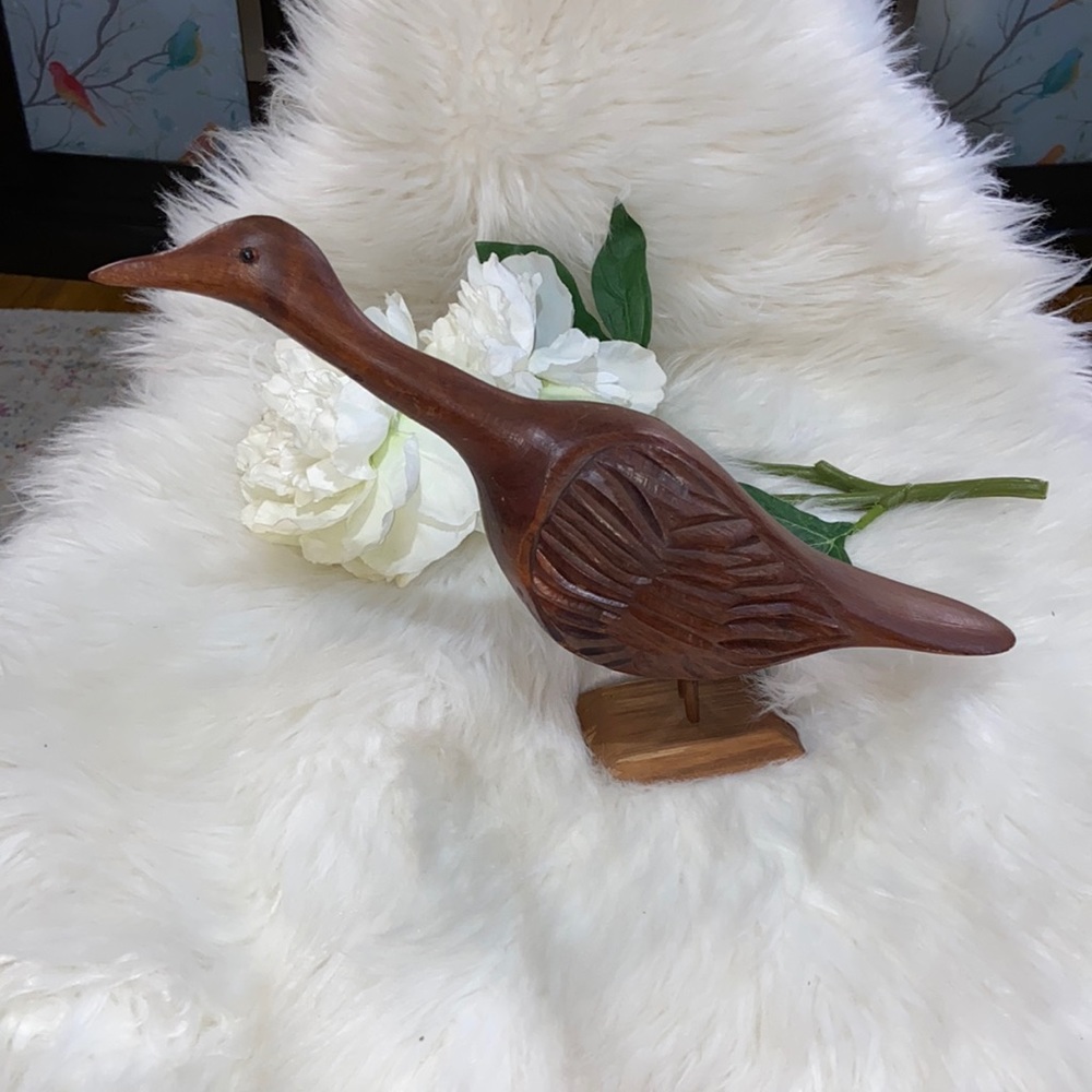 Vintage Hand Carved Wooden Bird Figurine